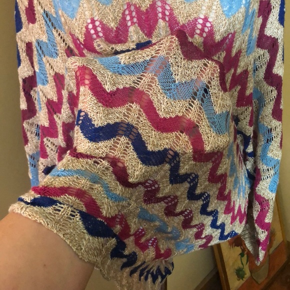 BISOU-BISOU Size Large OpenKnit Oversized Chevron V-Neck MISSONI Vibe $89 NEW - Picture 10 of 13